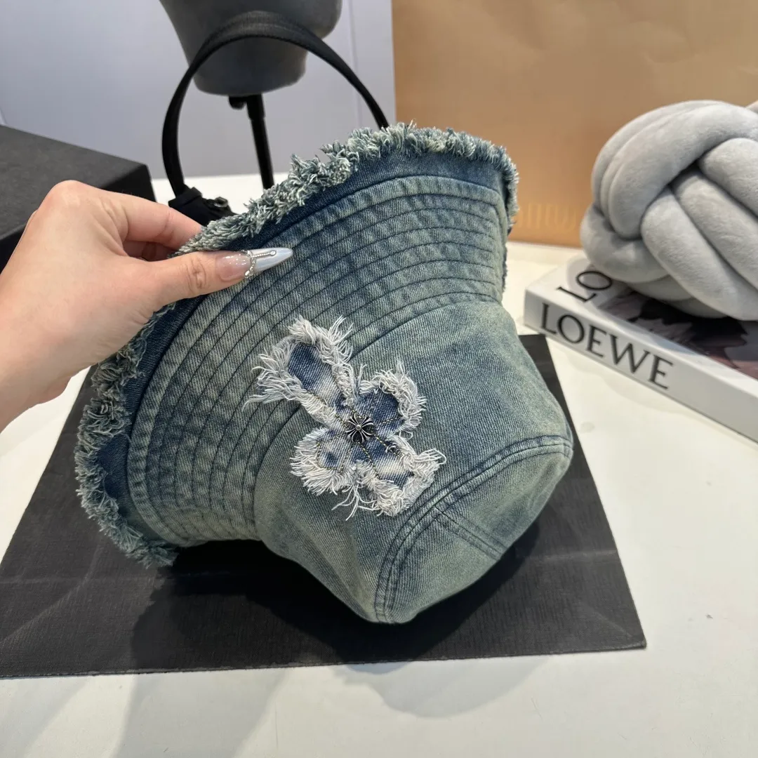 P70 Croxin spring and summer new denim fisherman hat, retro old street style, washed and torn edges, perfect for taking photos👑